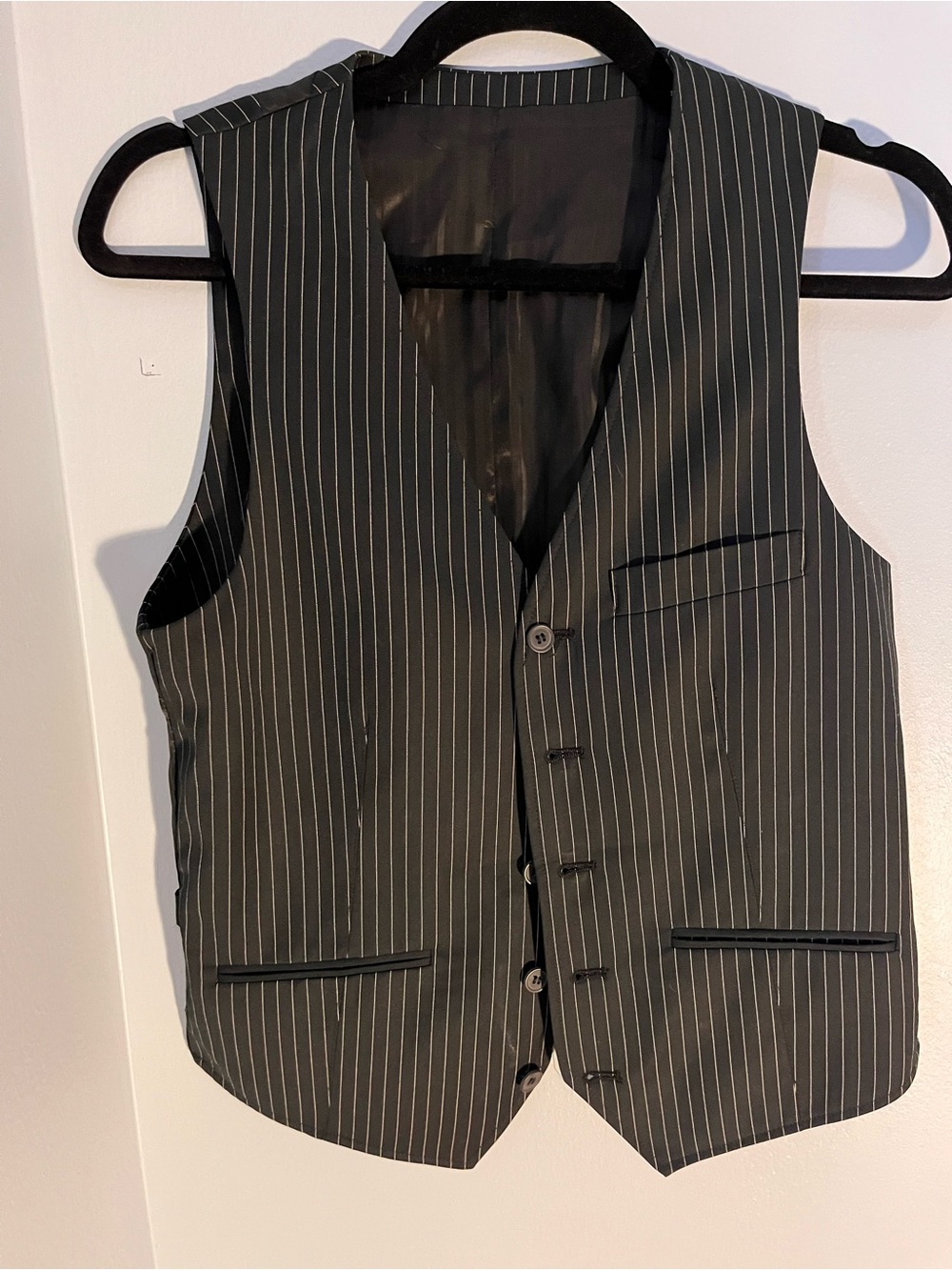 Tailored Pinstripe Black Vest